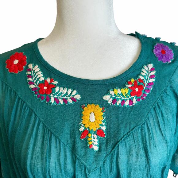 VTG. 70’s Young Edwardian by Arpeja Midi Dress‎ Women’s sz. M Green Boho Prairie - Picture 5 of 9